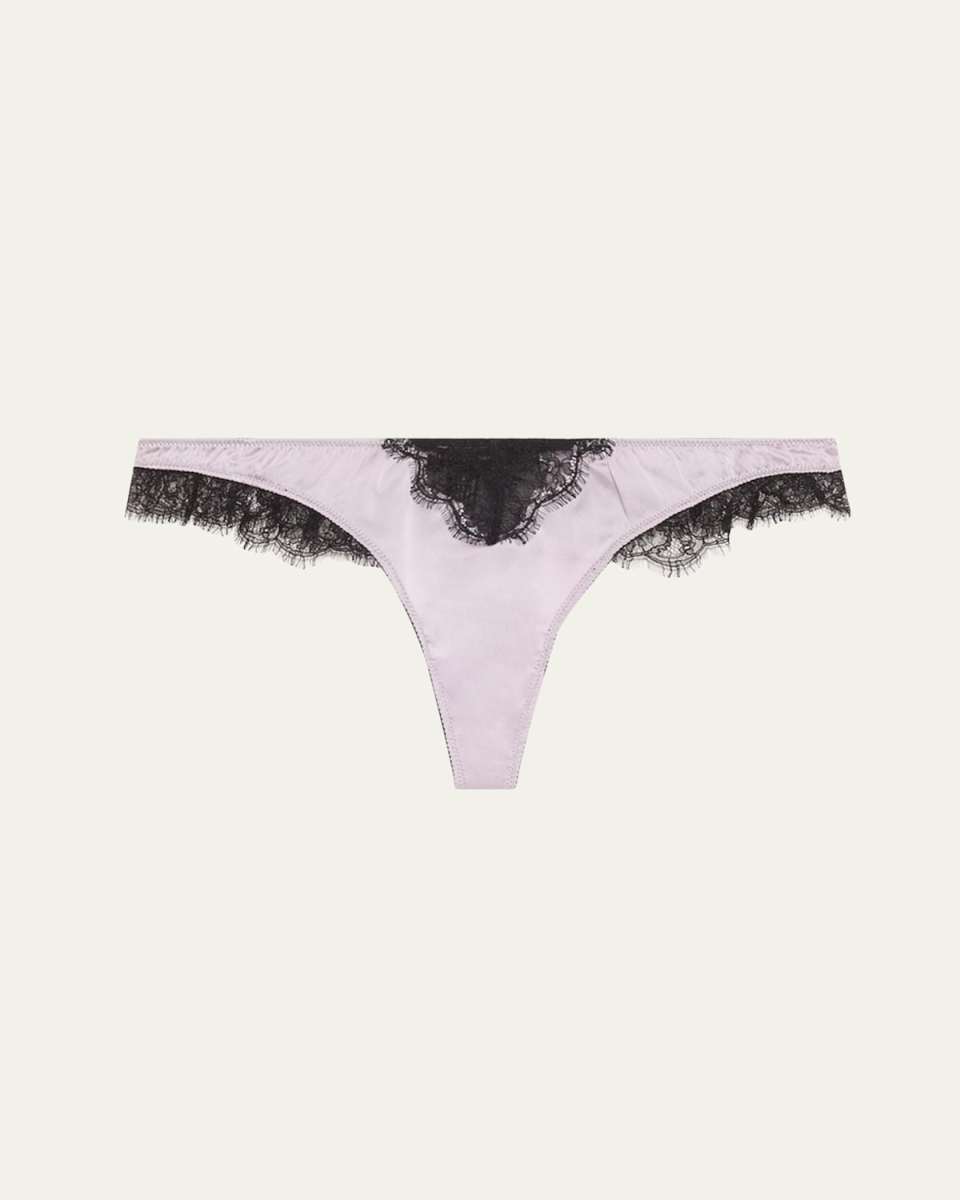 Sensuel Lace-Trim Silk Thong
